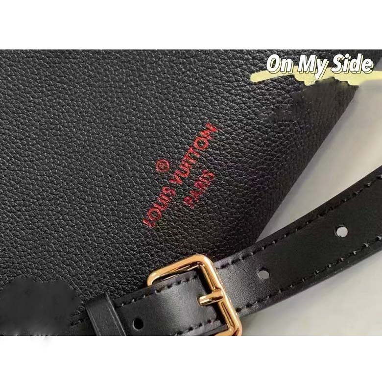 Louis Vuitton LV Women On My Side MM Tote Bag Black Twist Calfskin Monogram Coated Canvas