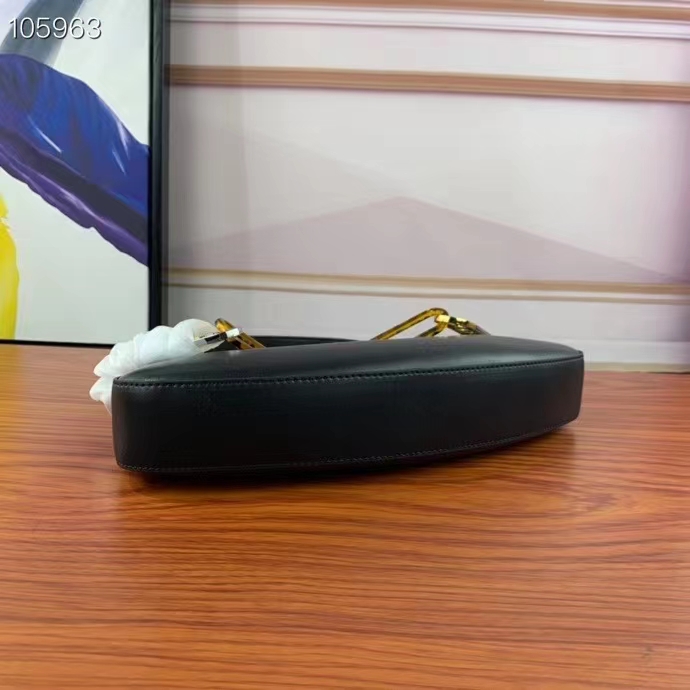 Fendi Women FF O’Lock Swing Mint Black Leather Pouch