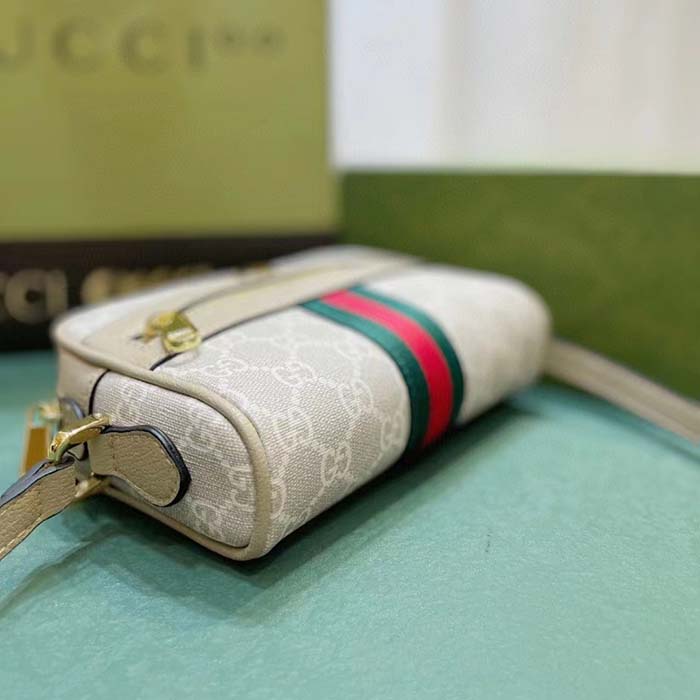 Gucci GG Women Ophidia GG Mini Bag Beige Ebony GG Supreme Canvas