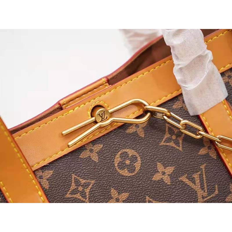 Louis Vuitton LV Men Cabas Voyage in Iconic Monogram Canvas and Natural Leather-Brown