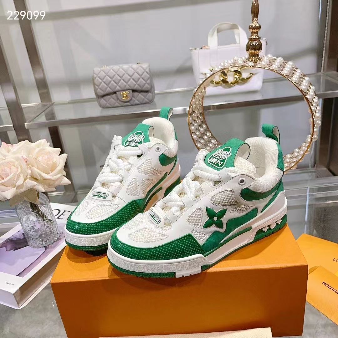 Louis Vuitton Unisex LV Skate Sneaker Mix of Materials Technical Mesh Plain Suede Calf Leather