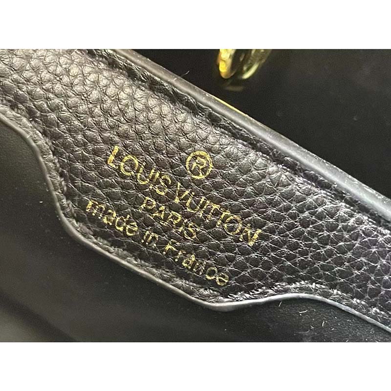 Louis Vuitton LV Women Capucines MM Handbag Black Taurillon Leather