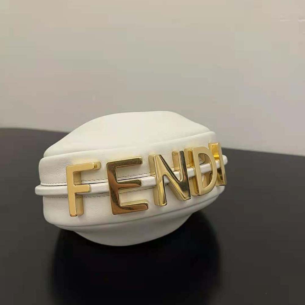 Fendi Women Nano Fendigraphy White Leather Charm