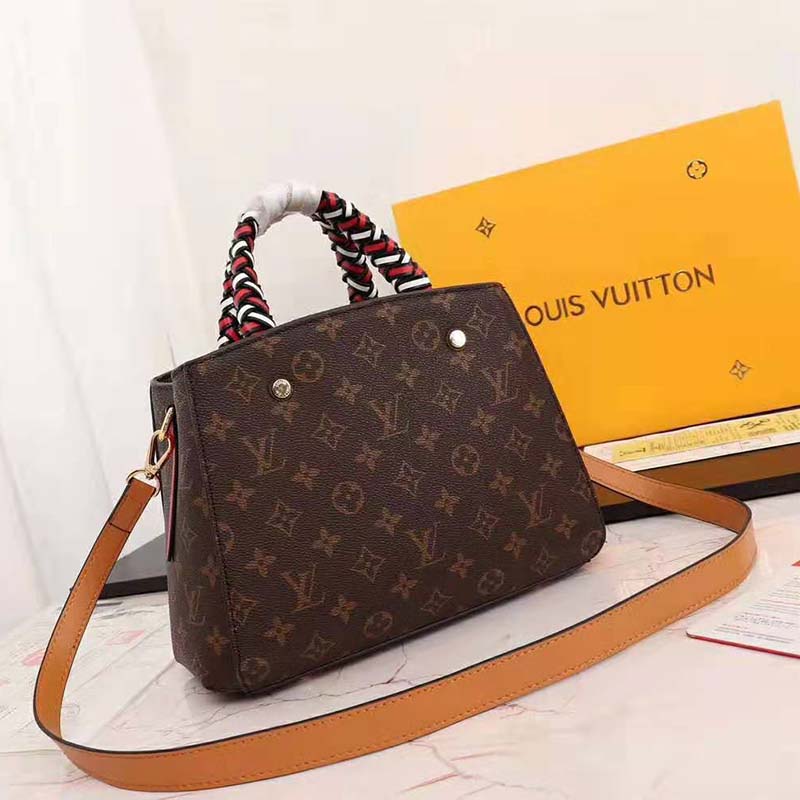 Louis Vuitton LV Women Montaigne BB Handbag in Monogram Canvas-Brown