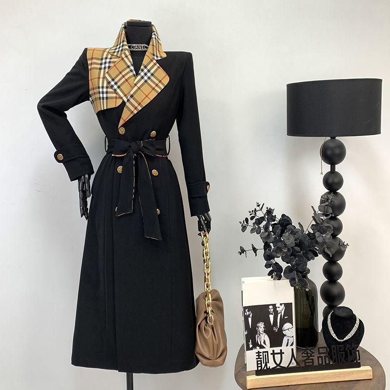 New Fashion Long Patchwork Coat Windbreaker 1024031213