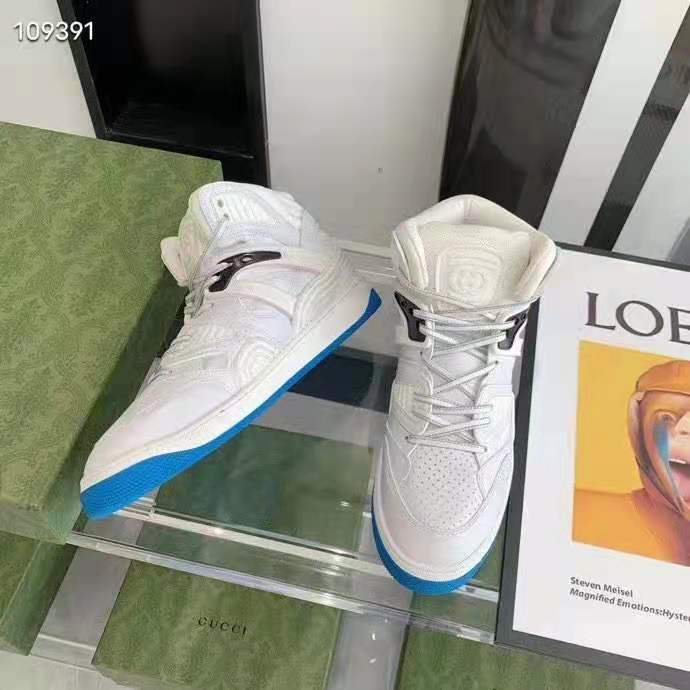 Gucci GG Unisex Gucci Basket Sneaker White Demetra Rubber Interlocking G Patch