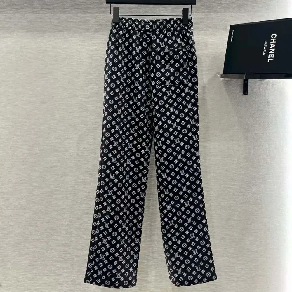 Louis Vuitton Women Monogram Pajama Pants in Airy Silk-Black