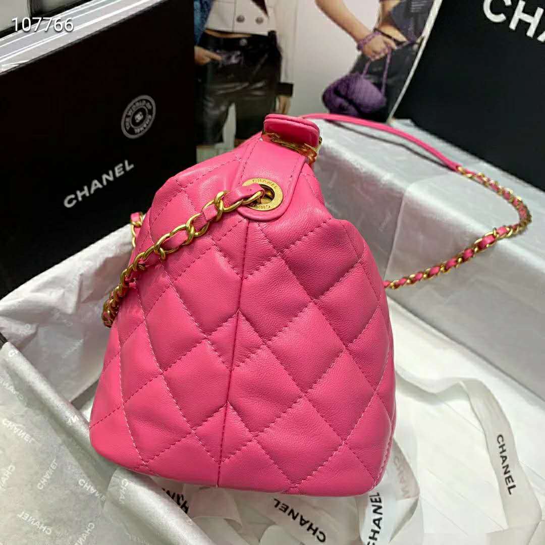 Chanel Women Small Hobo Bag in Lambskin Leather-Pink