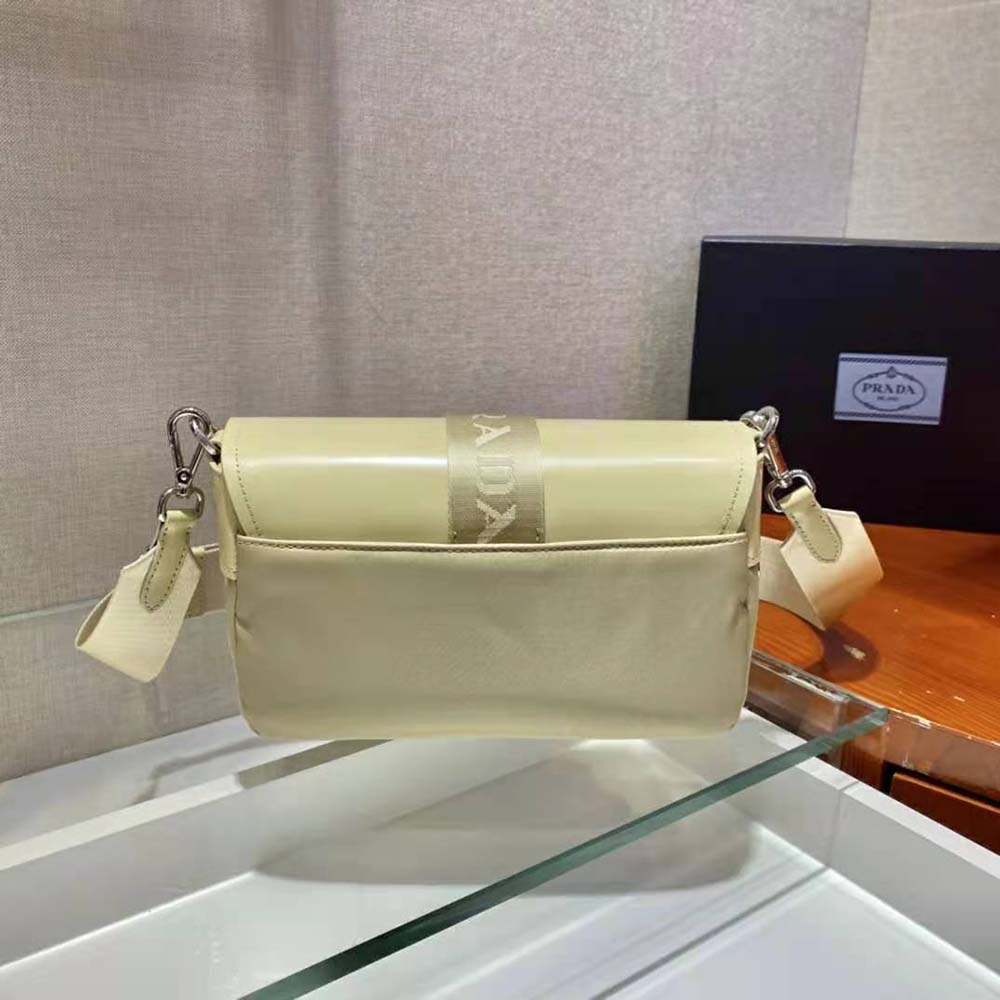 Prada Women Pocket Nylon and Brushed Leather Bag