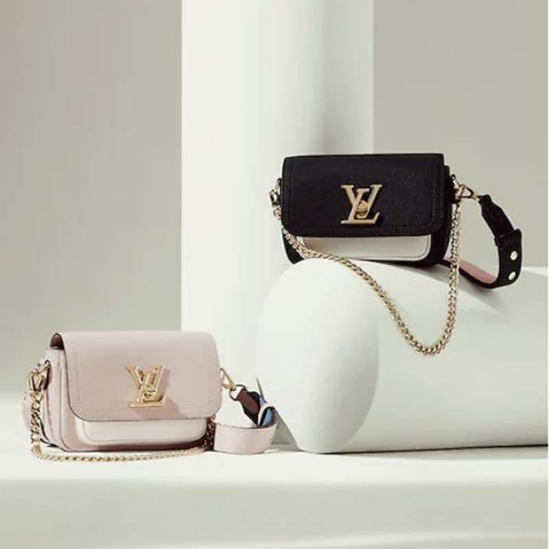 Louis Vuitton LV Women Lockme Tender Rosewater Greige Grained Calf Leather