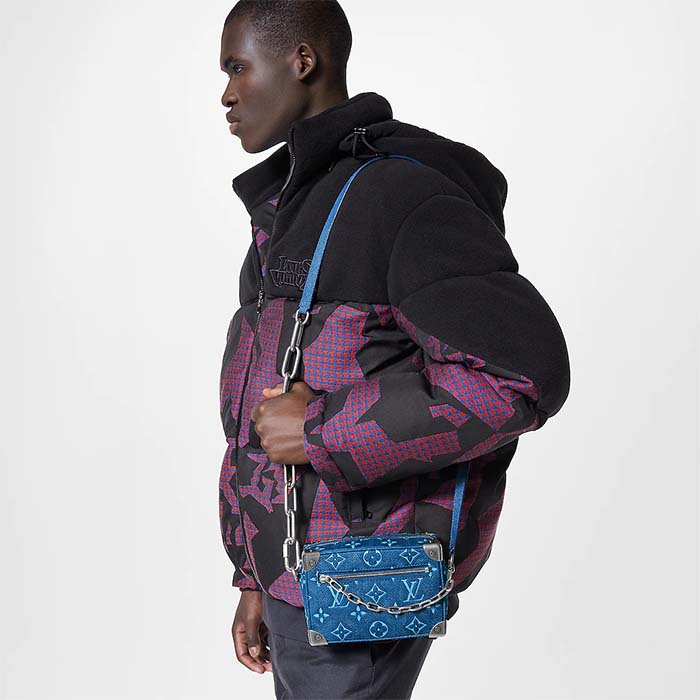 Louis Vuitton LV Unisex Mini Soft Trunk Denim Blue Cowhide Leather