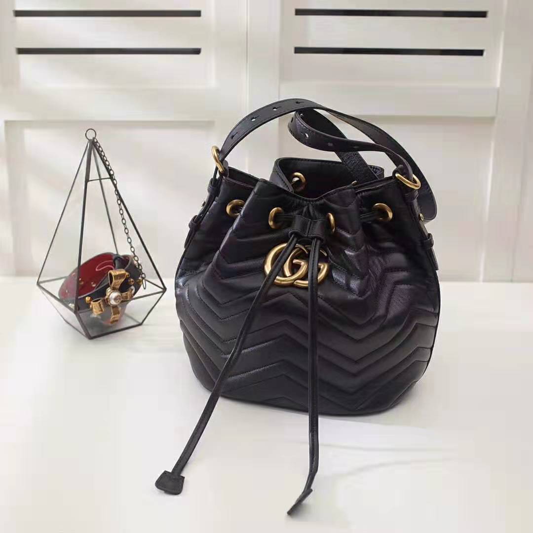 Gucci Women GG Marmont Mini Bucket Bag-Black