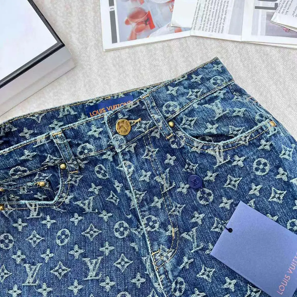 Louis Vuitton Women Monogram Flared Jeans in Washed Denim