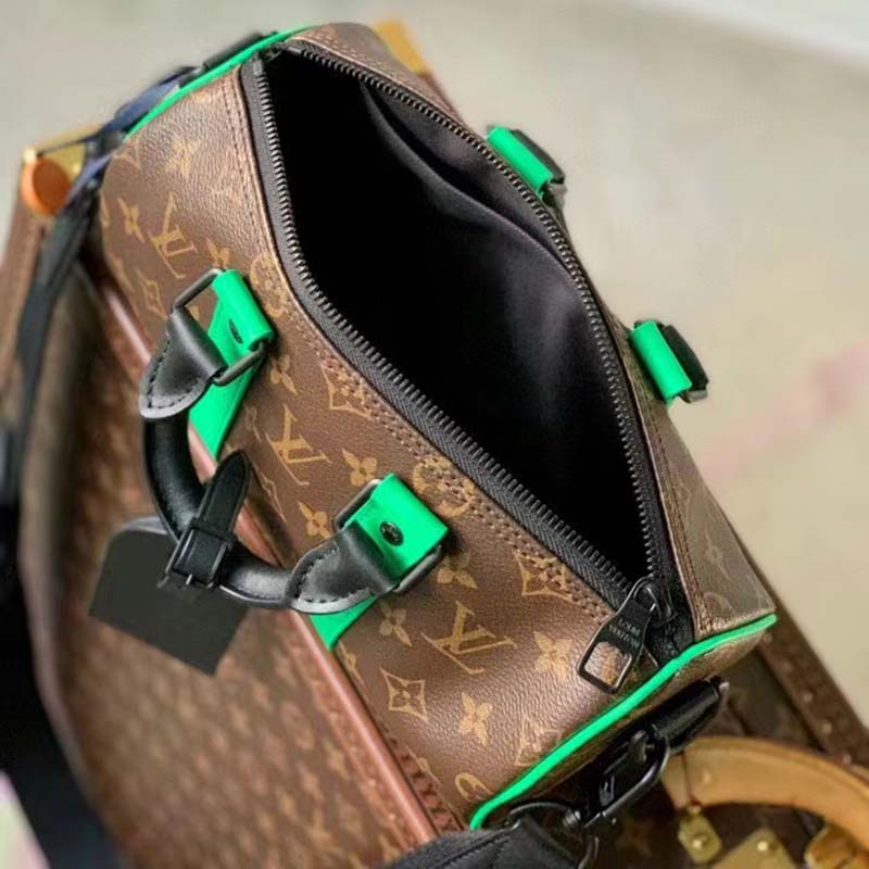 Louis Vuitton LV Unisex Keepall Bandoulière 25 Brown Green Monogram Macassar Coated Canvas