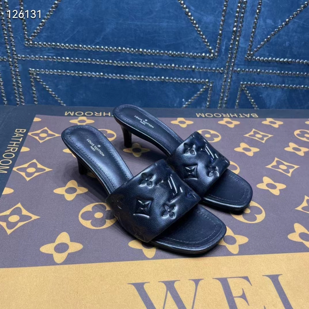 Louis Vuitton LV Women Revival Mule Black Monogram Embossed Lambskin 5.5 cm Heel