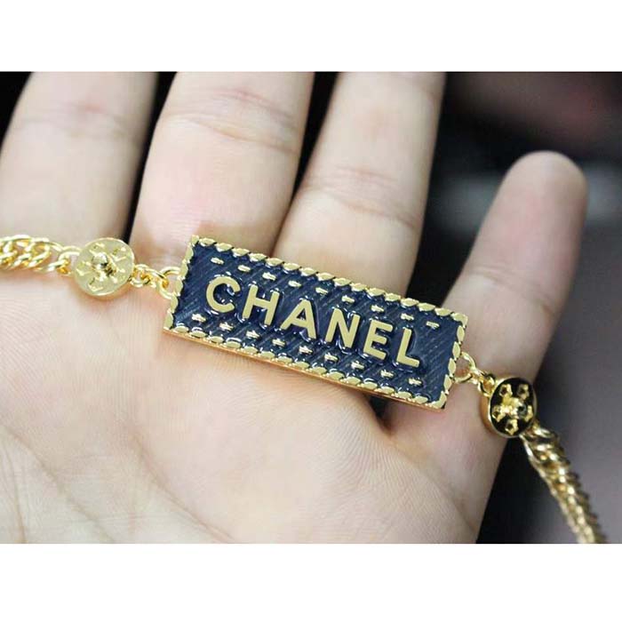 Chanel Women CC Chain Belt Metal Gold Blue Ref.  ABC748 B15375 NU456
