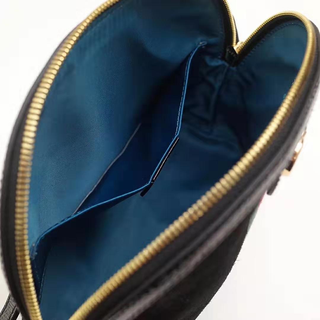 Gucci GG Women Ophidia Small Shoulder Bag in Black Suede Leather