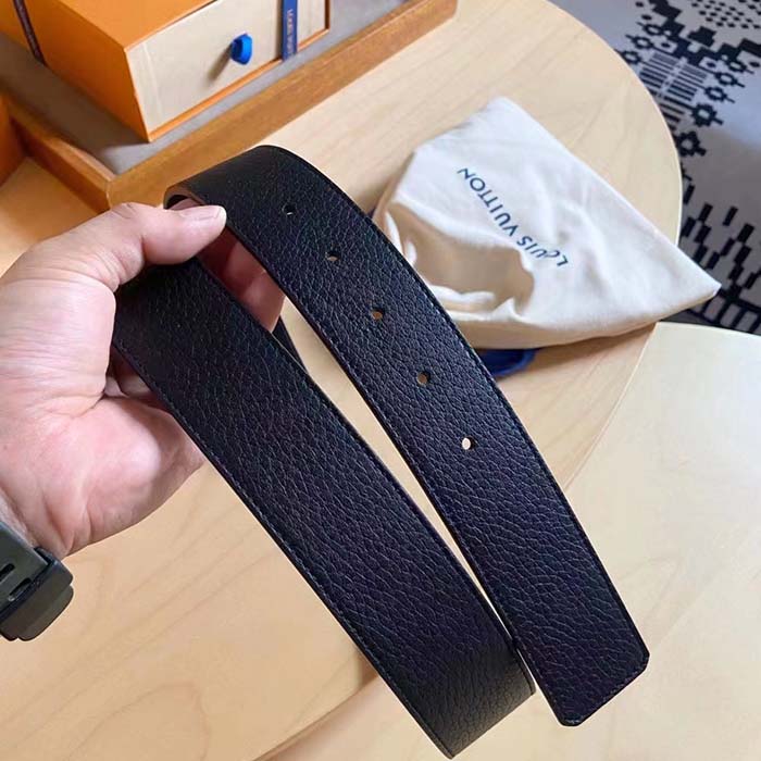 Louis Vuitton Unisex LV Optic 40 MM Reversible Belt Black Calf Leather Initiales Buckle