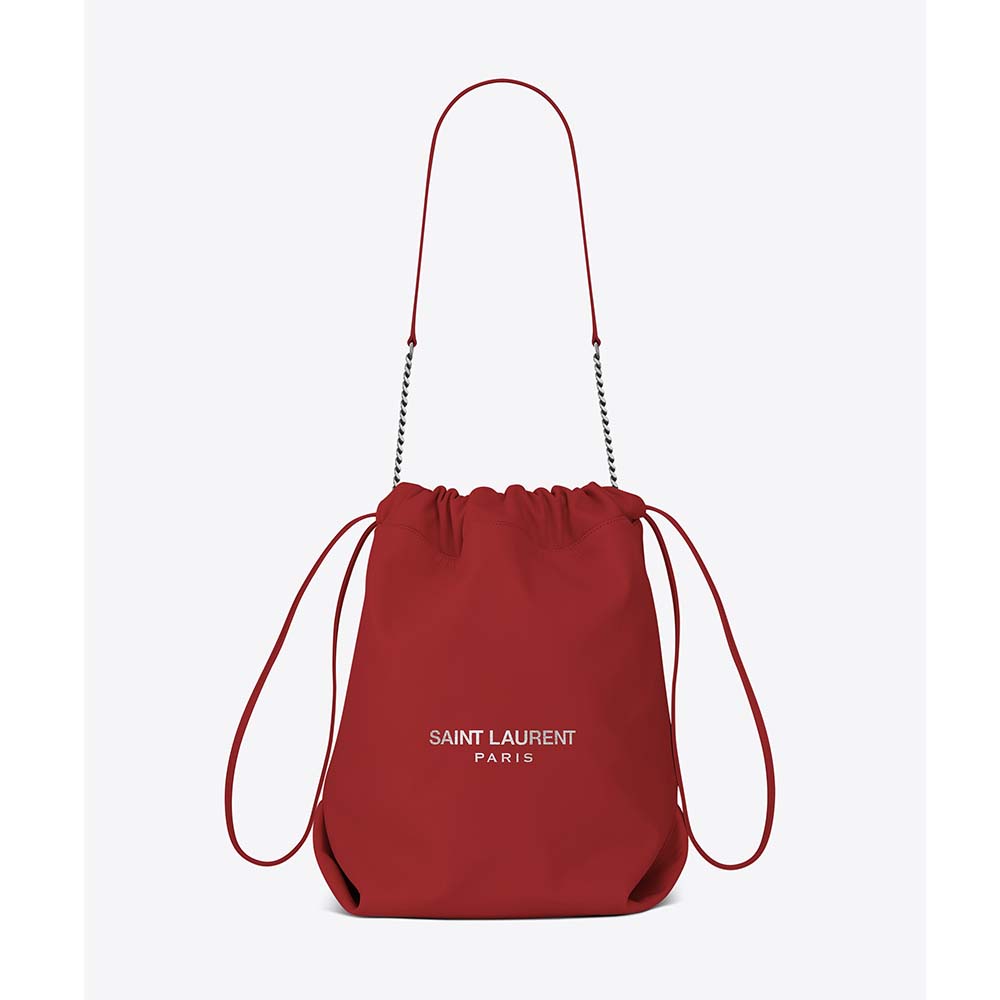 Saint Laurent YSL Women Teddy Drawstring Bag Smooth Leather