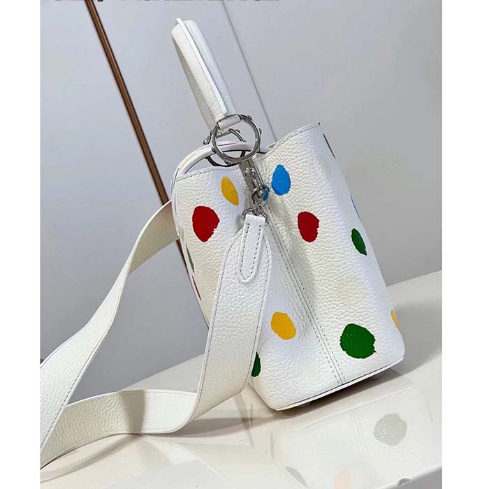 Louis Vuitton Women LV x YK Capucines BB White Taurillon Bull Calf Leather 3D Painted Dots