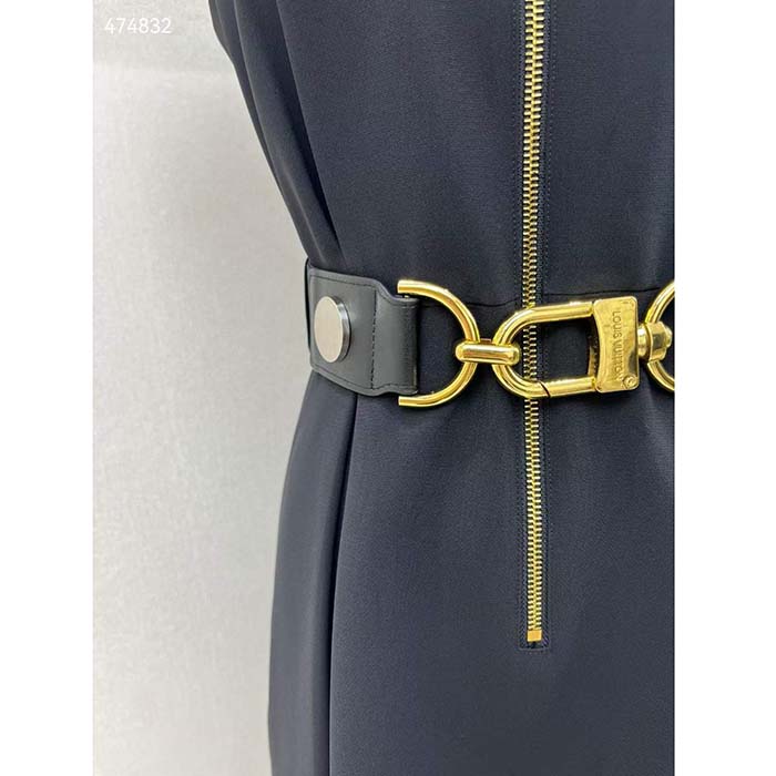 Louis Vuitton LV Women XXL Detail Cap Sleeve Dress Wool Black Regular Fit 1ABQR8