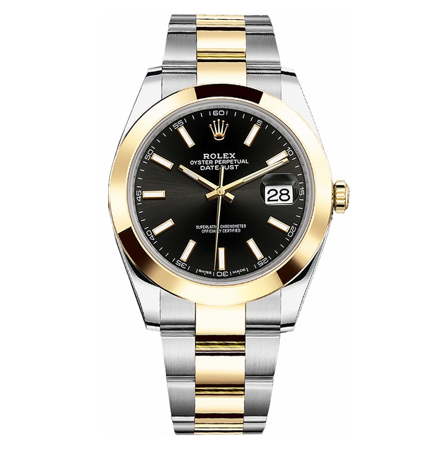 Rolex Datejust Black Dial Gold & Steel 41mm