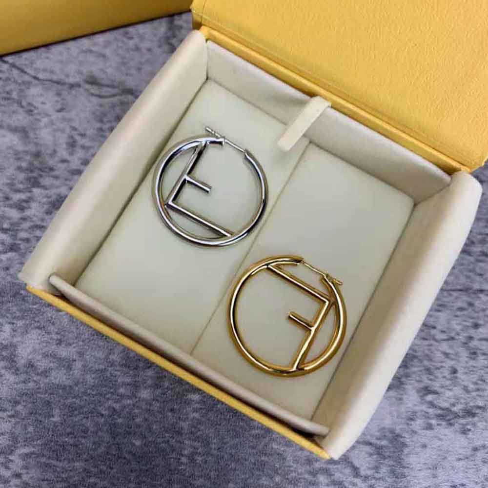 Fendi Women F Is Fendi Earrings Gold and Palladium Earrings