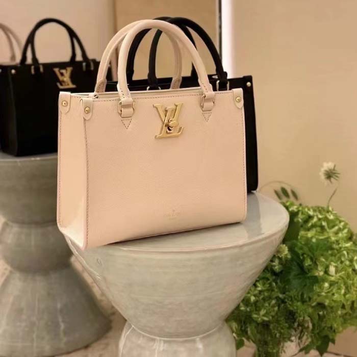 Louis Vuitton LV Women Lock & Go White Grained Calf Leather Microfiber Lining