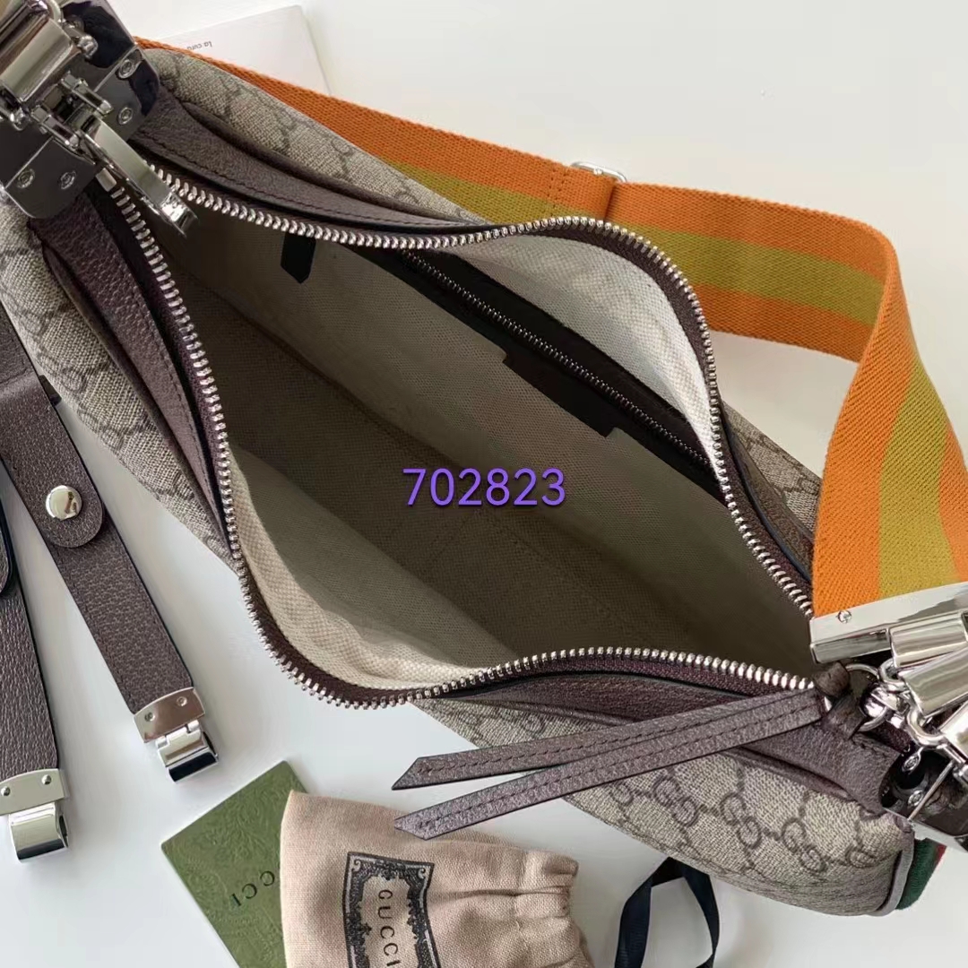 Gucci Women GG Attache Large Shoulder Bag Beige Ebony GG Supreme Canvas