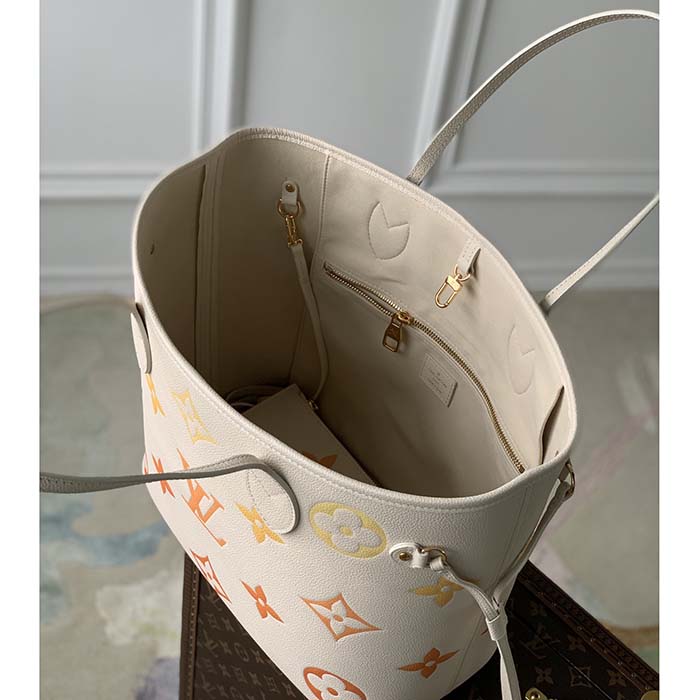 Louis Vuitton LV Unisex Neverfull MM Neutral Gradient Monogram Empreinte Embossed Cowhide Leather