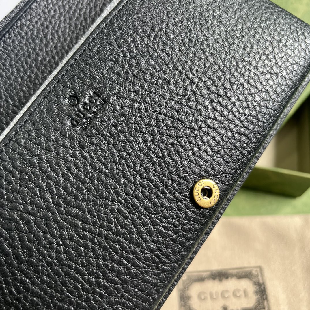 Gucci Women GG Chain Wallet Interlocking G Python Bow Black Leather