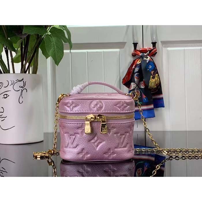 Louis Vuitton LV Women Micro Vanity Pearly Lilac Monogram Empreinte Embossed Supple Grained Cowhide