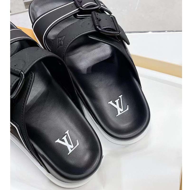 Louis Vuitton LV Unisex Trainer Mule Black Mix Materials Anatomic Insole Initials
