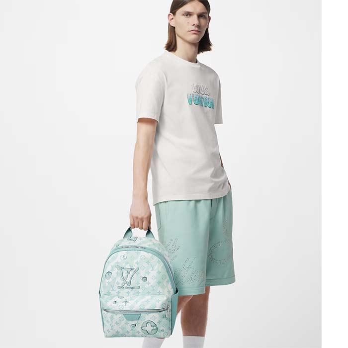 Louis Vuitton LV Unisex Discovery Backpack Crystal Blue Monogram Aquagarden Coated Canvas