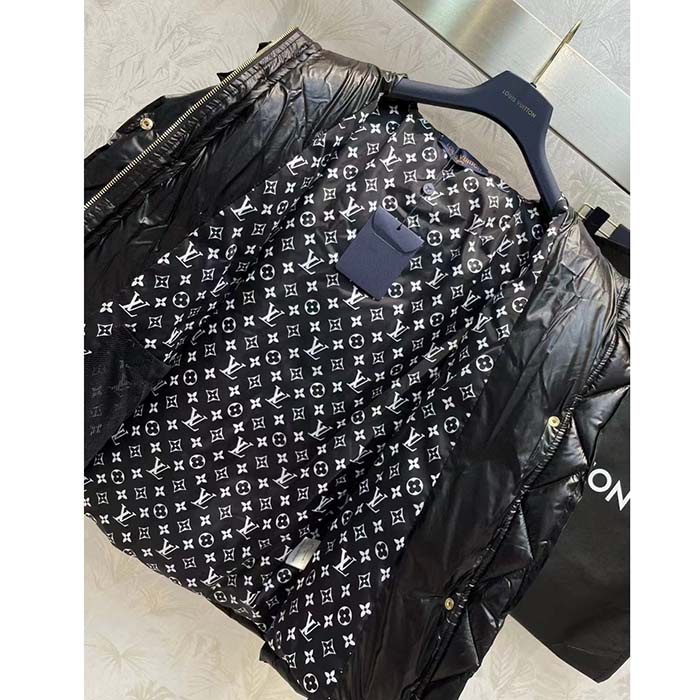 Louis Vuitton Women LV SKI Abstract Monogram Flower Puffer Jacket Black White