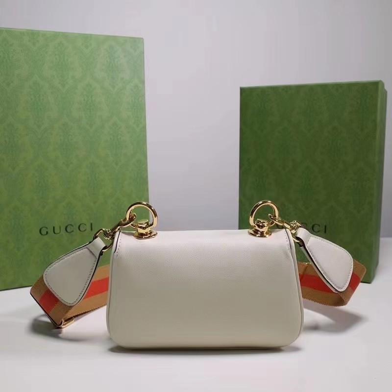 Gucci Women GG Blondie Mini Bag White Leather Round Interlocking G