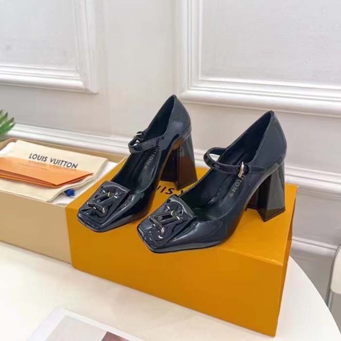 Louis Vuitton LV Women Shake Pump Black Patent Calf Leather Lambskin 8.5 CM Heel