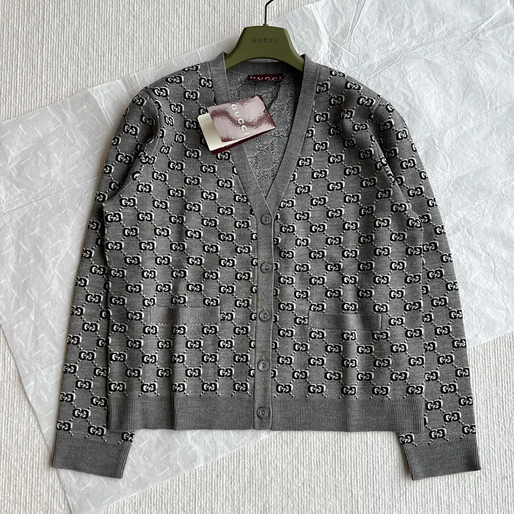 Gucci Women Wool Jacquard Cardigan with GG Shadow 798137XKD8R1136