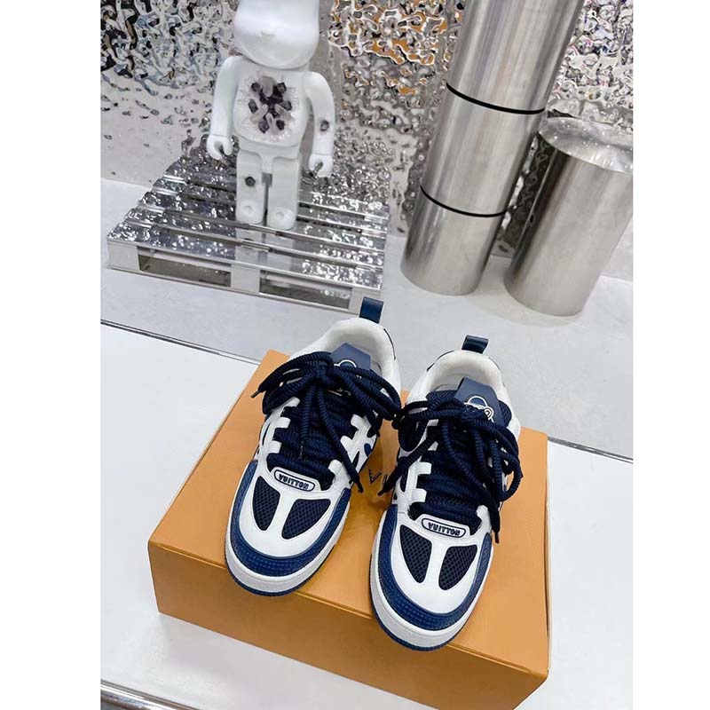 Louis Vuitton Unisex LV Trainer Sneaker Black Monogram Denim Rubber Outsole Flowers