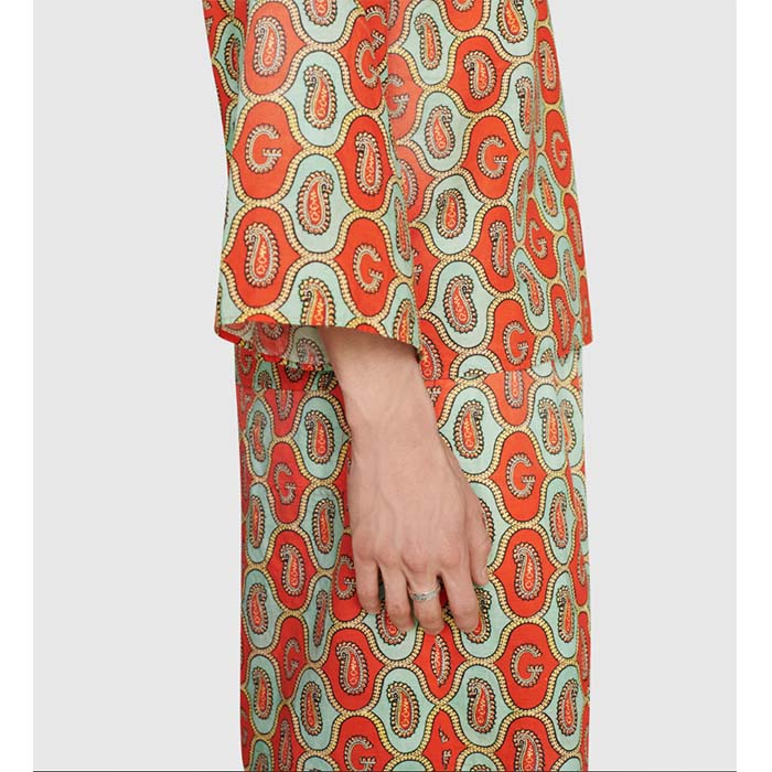 Gucci Unisex GG Ring Interlocking G 925 Sterling Silver Brown Turquoise Enamel Engraved Trim