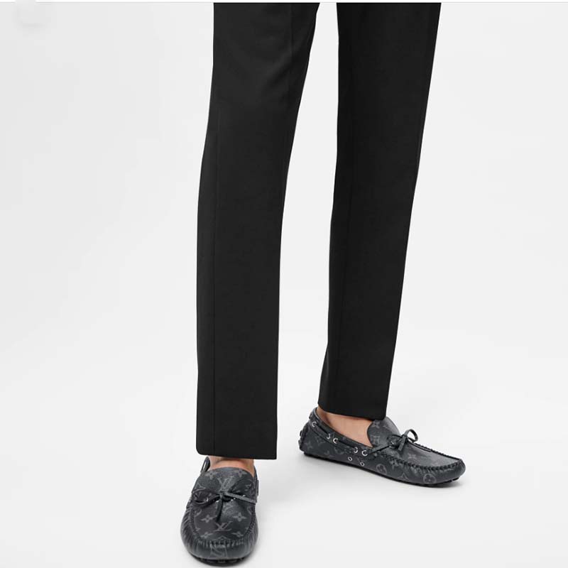 Louis Vuitton Unisex LV Arizona Moccasin Gray Black Monogram Eclipse Canvas