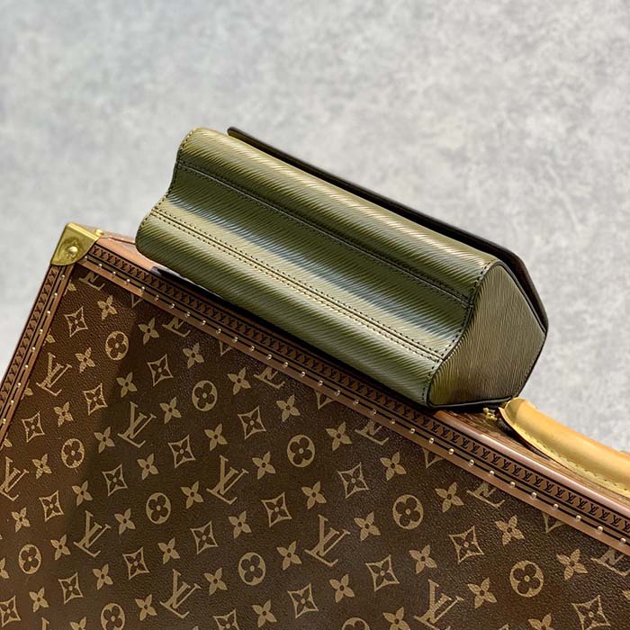 Louis Vuitton LV Women Twist MM Handbag Kaki Quartz White Epi Grained Cowhide