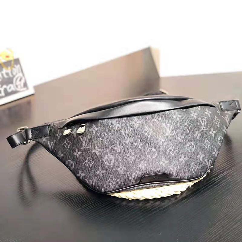 Louis Vuitton LV Men Discovery Bumbag in Monogram Eclipse Canvas-Grey