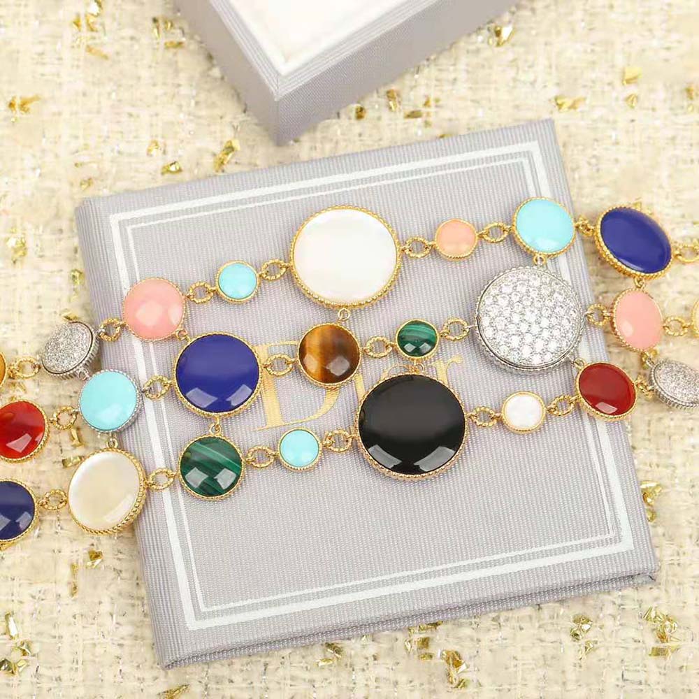 Dior Women Rose Des Vents Cuff Bracelet Yellow Pink and White Gold Diamonds