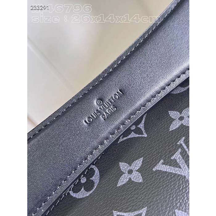 Louis Vuitton LV Unisex Soft Polochon PM Monogram Eclipse Coated Canvas Cowhide Leather
