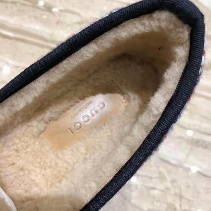 Gucci Unisex GG Check Tweed Loafer in Blue White and Red Check Tweed