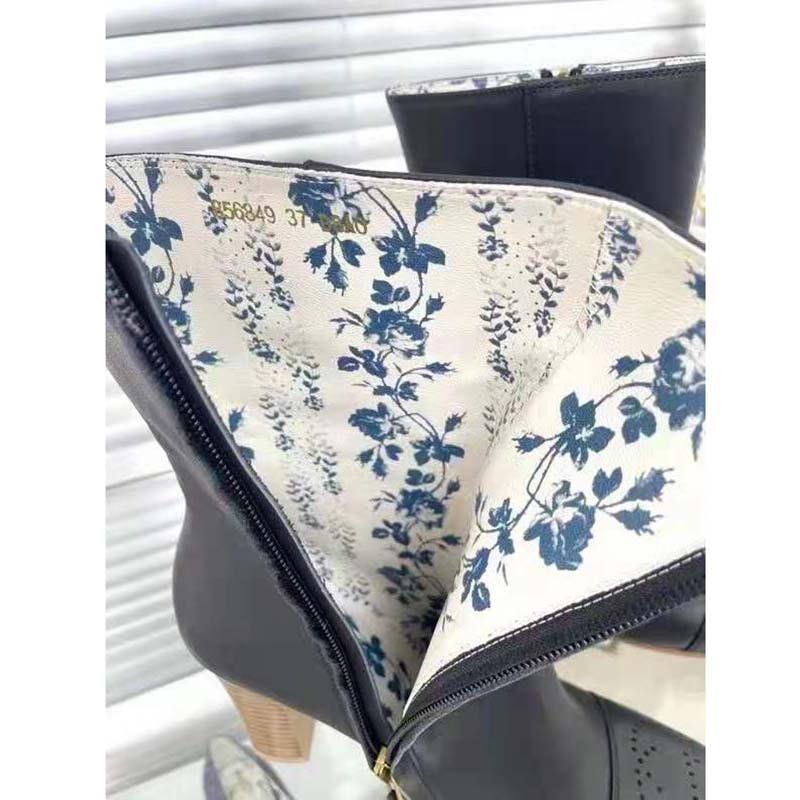 Gucci GG Women Ankle Boot with Interlocking G Black Leather 9 cm Heel