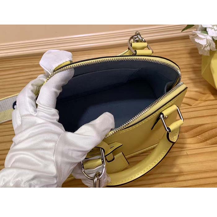 Louis Vuitton LV Women Alma BB Handbag Jaune Plume Yellow Epi Grained Cowhide Leather