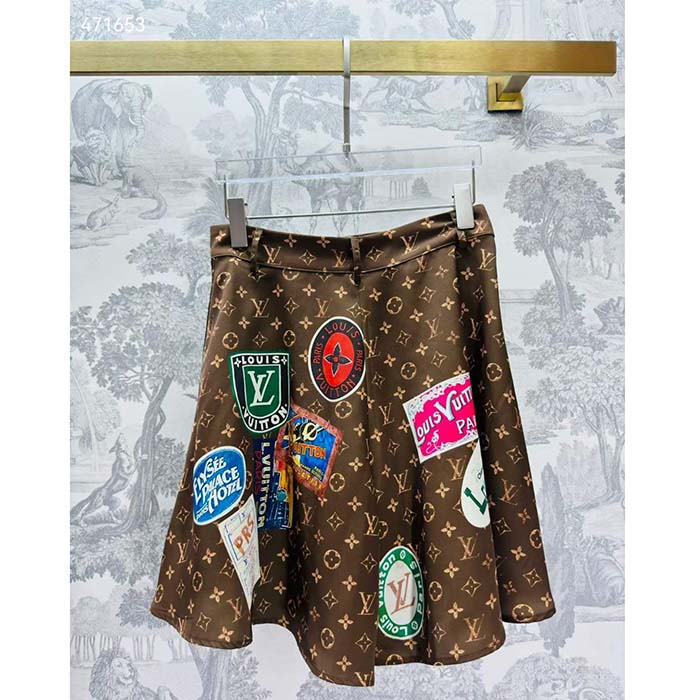 Louis Vuitton LV Women Elysee Palace Boxer Skirts Silk Dark Brown