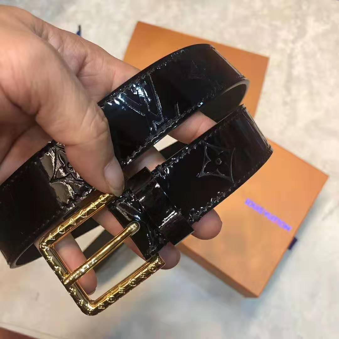 Louis Vuitton LV Unisex Daily LV 30mm Belt in Monogram Vernis Calf Leather-Black
